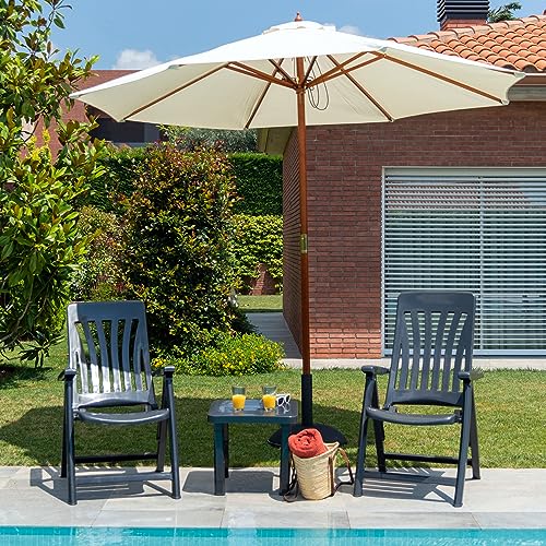 Fauteuils de jardin multiposition pliables blancs avec haut dossier - 3