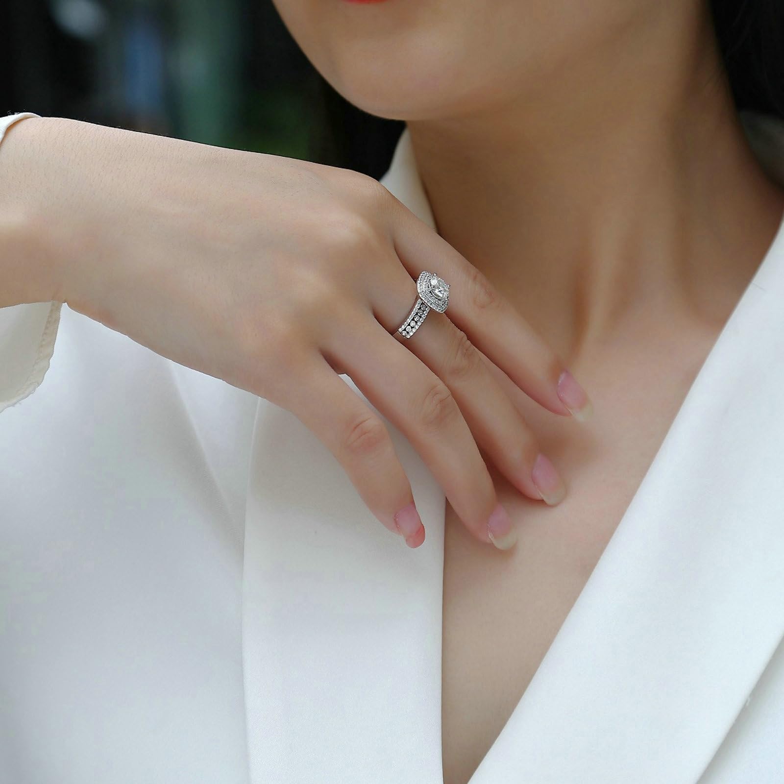 9K 14K 18K białe złoto pierścionek zaręczynowy damski pierścionek Promise 6,5 x 6,5 mm Moissanit Def 1ct Moissanit