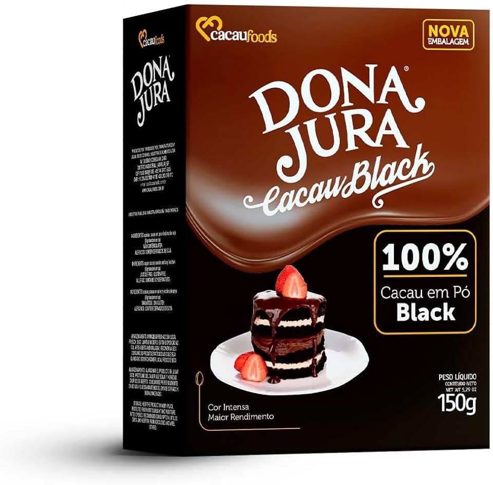 Dona Jura Cacau em Pó Black 100%, 150g