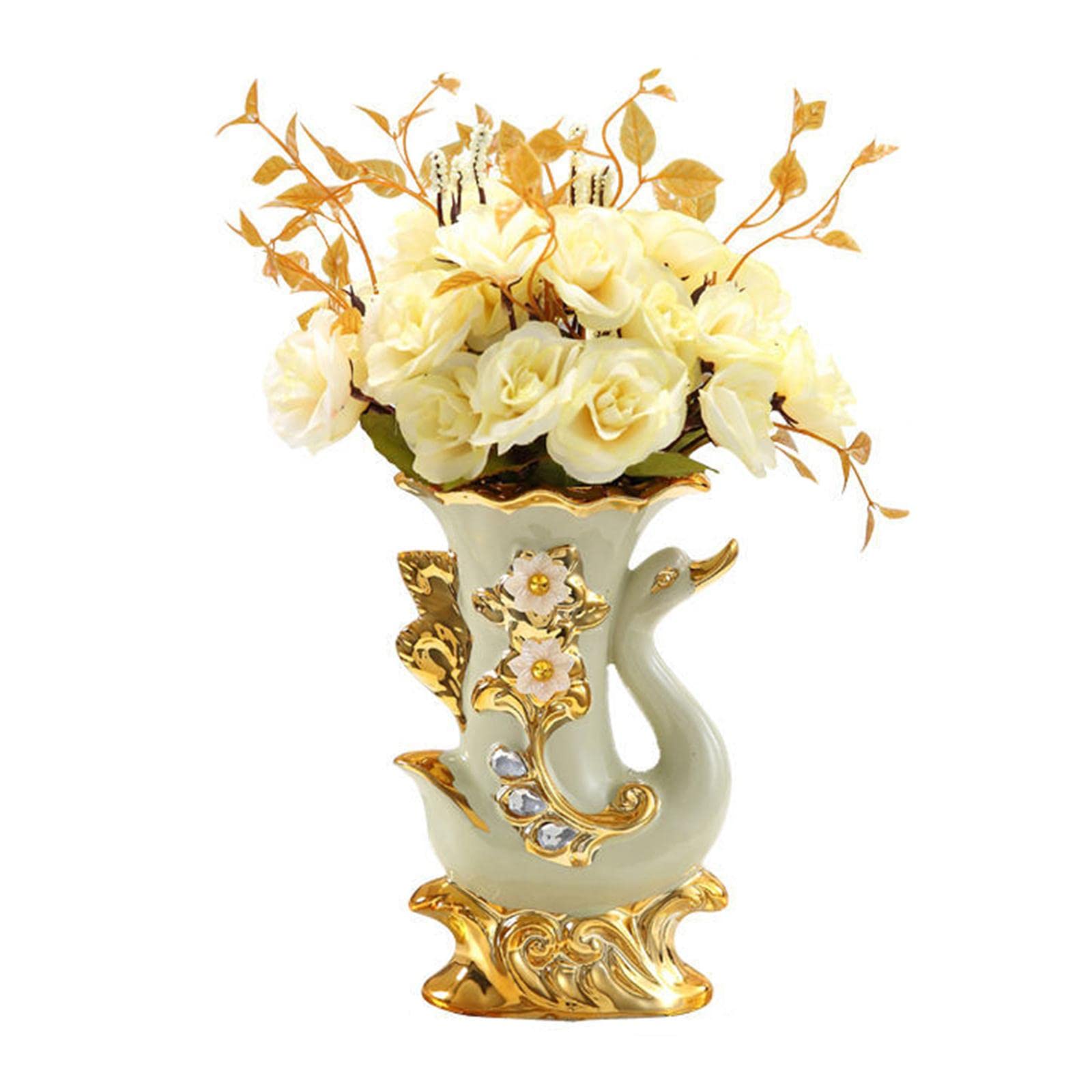 Vaso Bianco Vuoto in Ceramica Set di 2 Vasi Moderni a Ciambella Opaca Vaso Decorativo Minimalista Nordico per Centrotavola Matrimonio Sala da Pranzo Soggiorno Ufficio Decorazioni per la Casa(Bianco