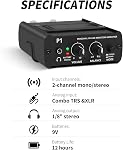 Amplificateur d'écoute personnel dans le système de moniteur d'oreille avec XLR et TRS Entrée, 3.5mm Sortie avec mélangeur Mono et Stereo, boîtier robuste avec clip ceinture