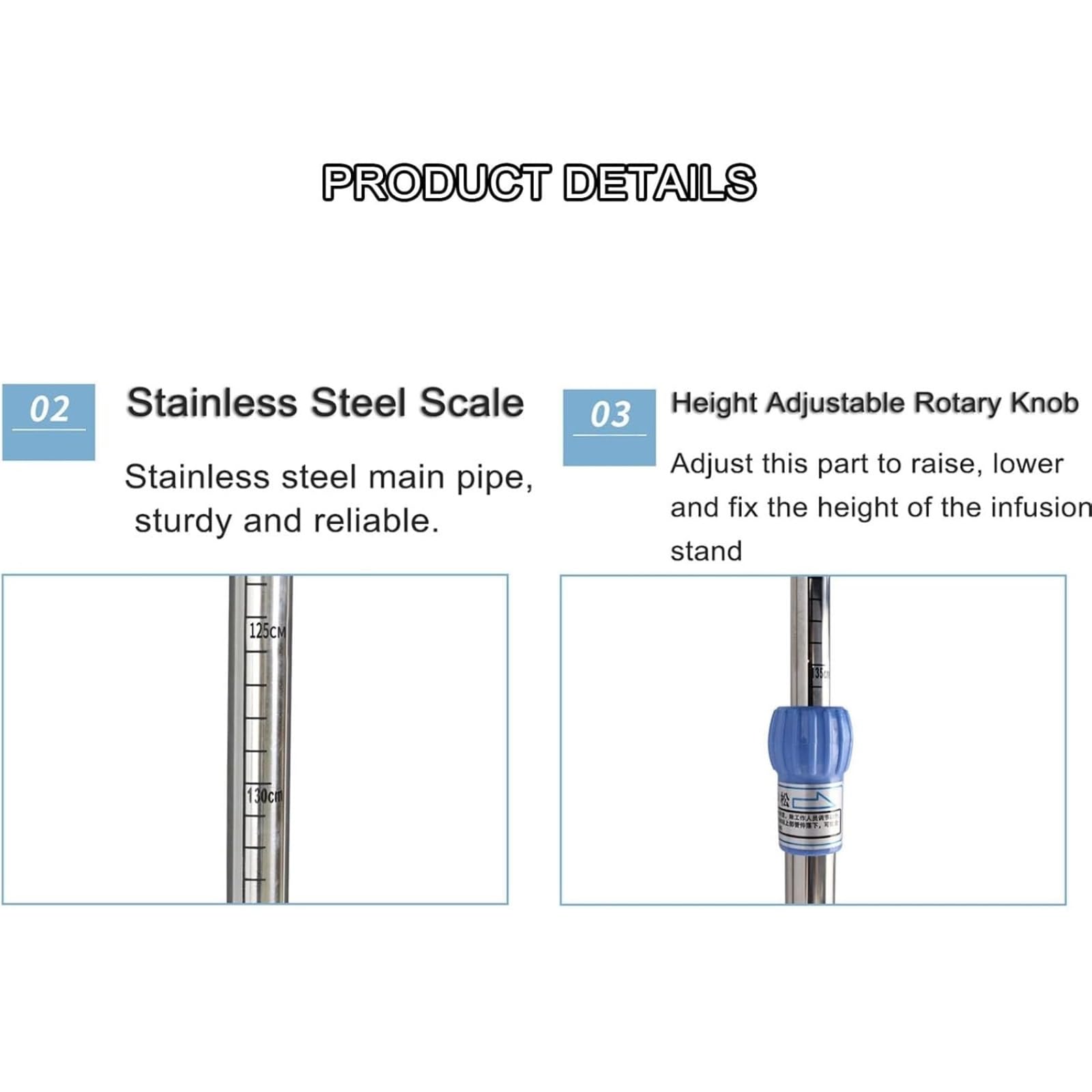 Soporte rodante for portasueros: acero inoxidable de alta resistencia Soporte para suero
