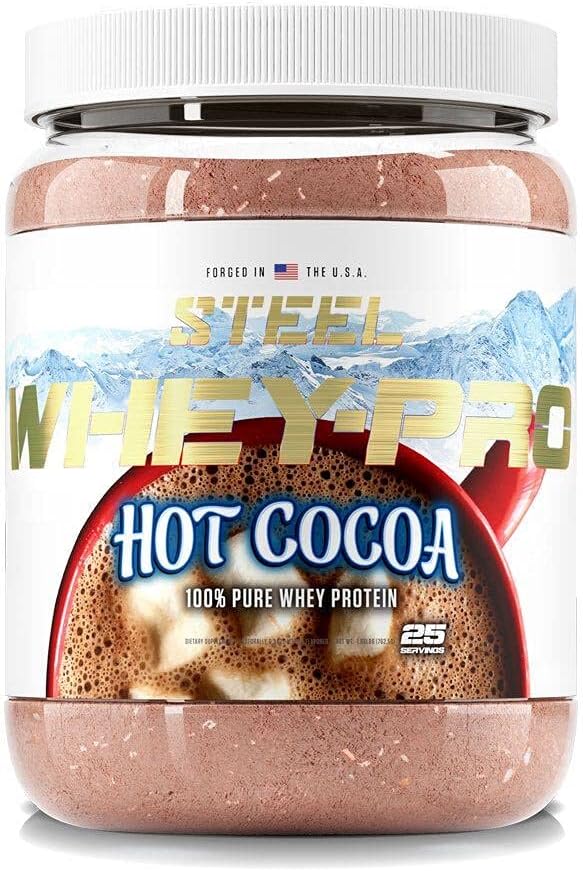 Steel Supplements Whey-Pro | 100% Pure Whey Protein Powder for Men and Women | Vanilla Cream Pie | Muscle Gain & Lean Muscle Recovery | Gluten Free | 1.65 lbs | BCAA 5g | Non-GMO | 25 Servings