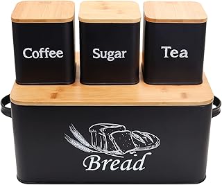 SOTECH Kitchen Bread Bin with 3pcs Coffee Sug...,