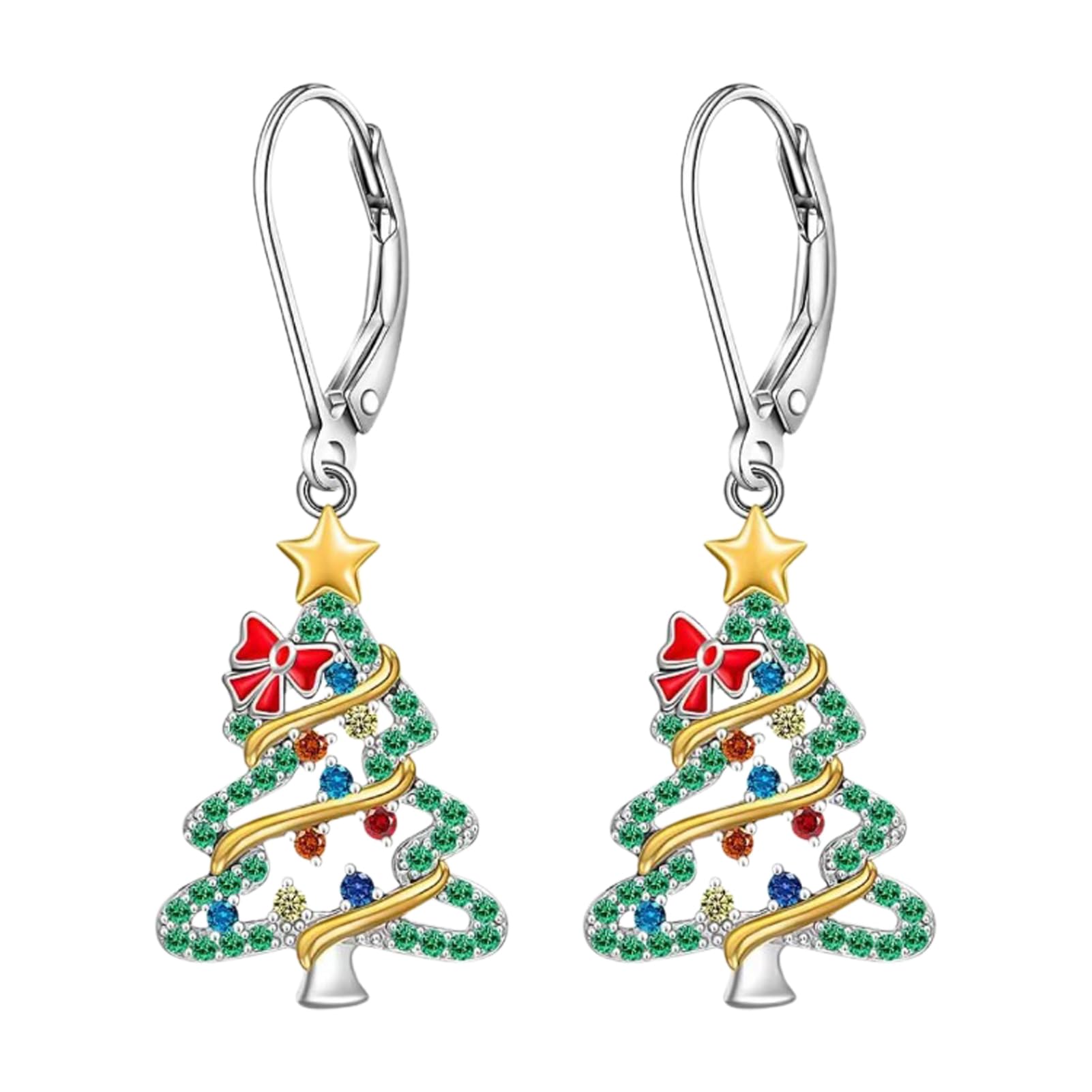 Kolczyki świąteczne dla kobiet, świąteczne kolczyki wiszące | Kolorowe kolczyki wiszące z kokardką Jingle Bell | Biżuteria z motywem bożonarodzeniowym, kolczyki wiszące Kolczyki sztyfty na