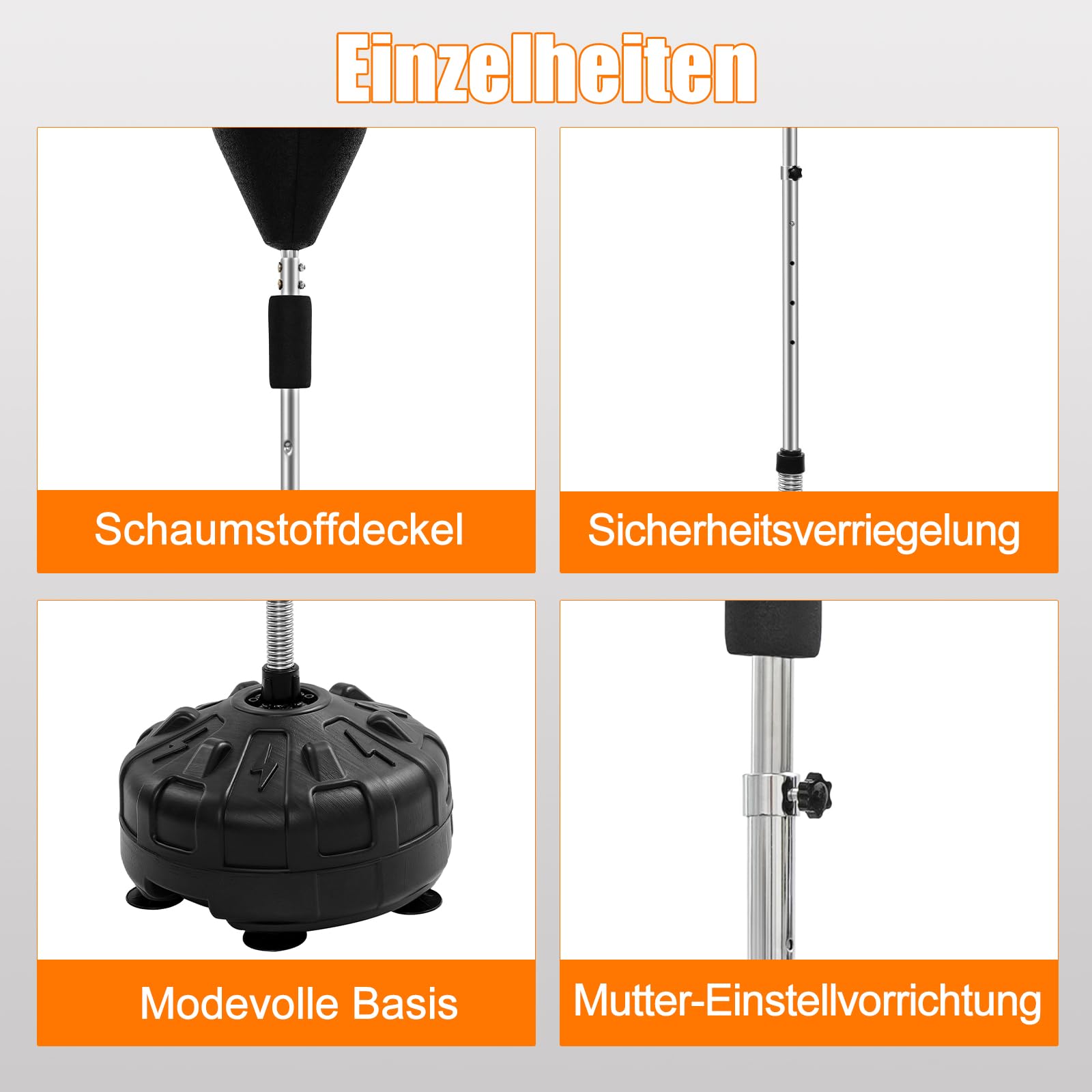 Punchingball Boxstand Boxsack Stehend Erwachsene Standboxsack Höhenverstellbarer Standbox für Boxen Ausrüstung, Stressabbau & Fitness
