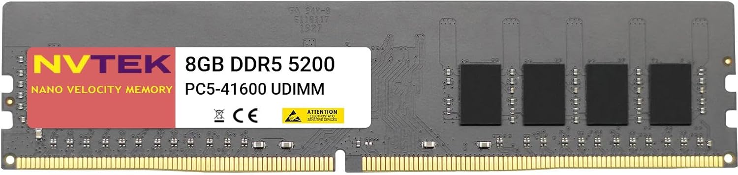 8GB 1X8GB DDR5 5200MHz PC5-41600 1Rx8 1.1V CL44 288-PIN Non-ECC Unbuffered UDIMM NVTEK Laptop PC Memory