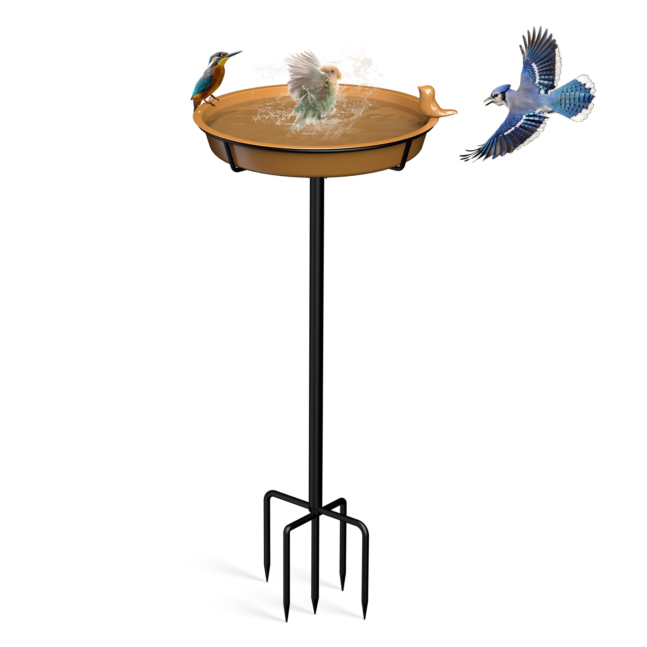 Highpro 45 Inch Bird Baths for Outdoors Heavy Duty,Detachable Birdbaths for The Garden Clearance, Bird Bath Bowl Spa & Birdfeeder with Metal Stake Stand for Outdoors Garden,5 Prong Base