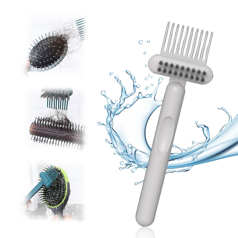 2 In 1 Hair Brush Cleaning Tool, 2025 New Comb Cleaning Brush, Portable Brush Cleaner for Travel, Hairbrush Cleaning Tool for Hair Salons (Gray)