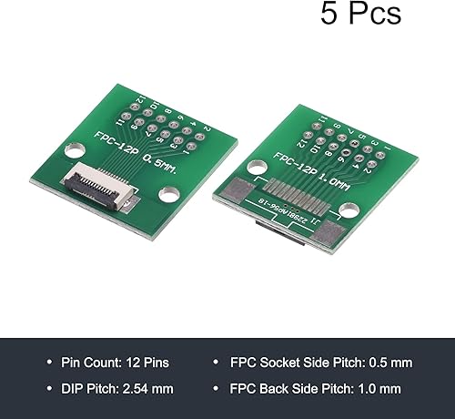 Miniatura 3 de MECCANIXITY FPC FFC PCB Converter Board 12P 0.020 in en el lado del zócalo, parte trasera 0.039 in, a DIP 0.100 in para impresora LCD 3D cámara DVD