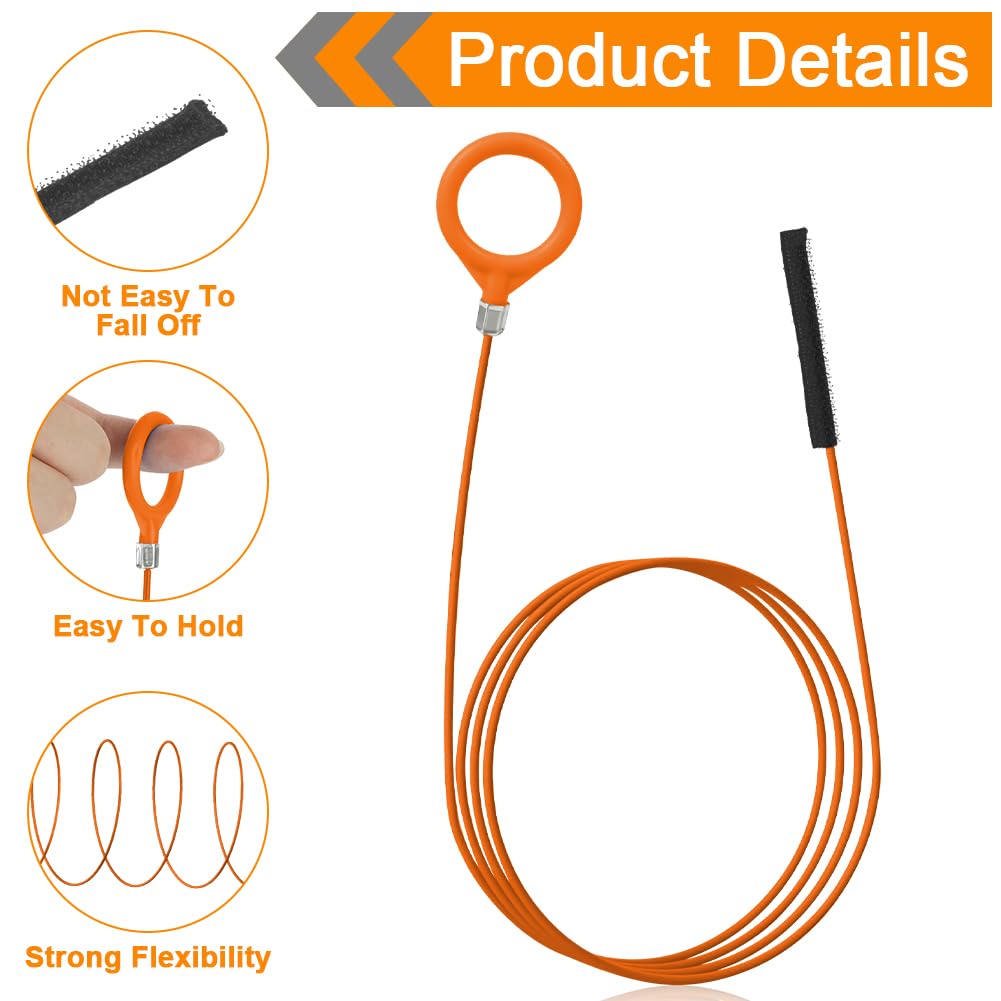 HOTUT 32 Inch Metal Sink Snake,5 Pack Steel Snake Drain Hair Removal Tool,Hair Sink Drain Clog Remover,Plug Hole Cleaning Brush for Bathroom Sink Tub,Shower,Plumbing Drain(Orange) - Image 3