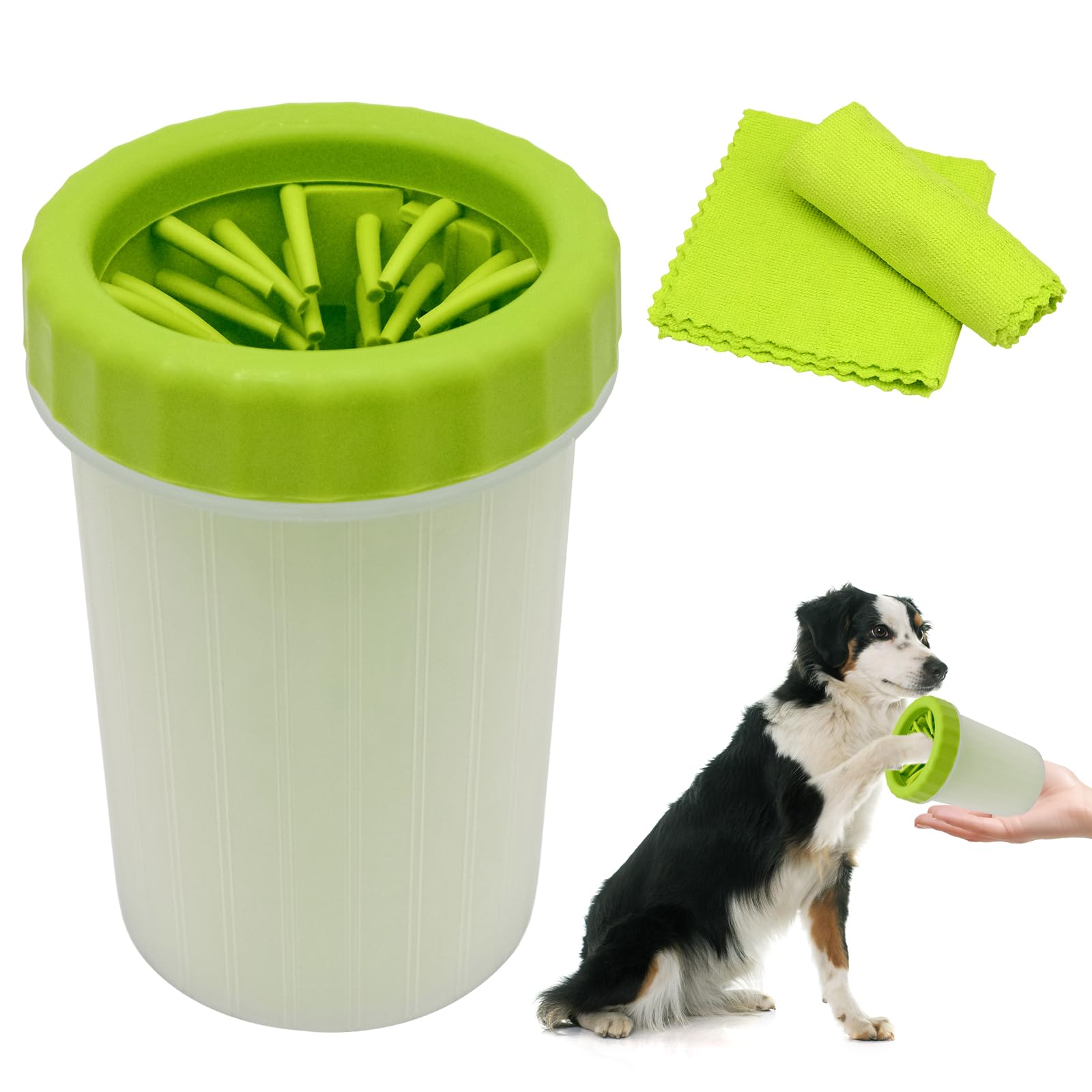 Portable Dog Paw Cleaner, Dog Foot Washer, Comfortable Silicone Pet Foot Cleaner with 2 Towel for Dogs Massage Grooming Dirty Claws Claws(Large)