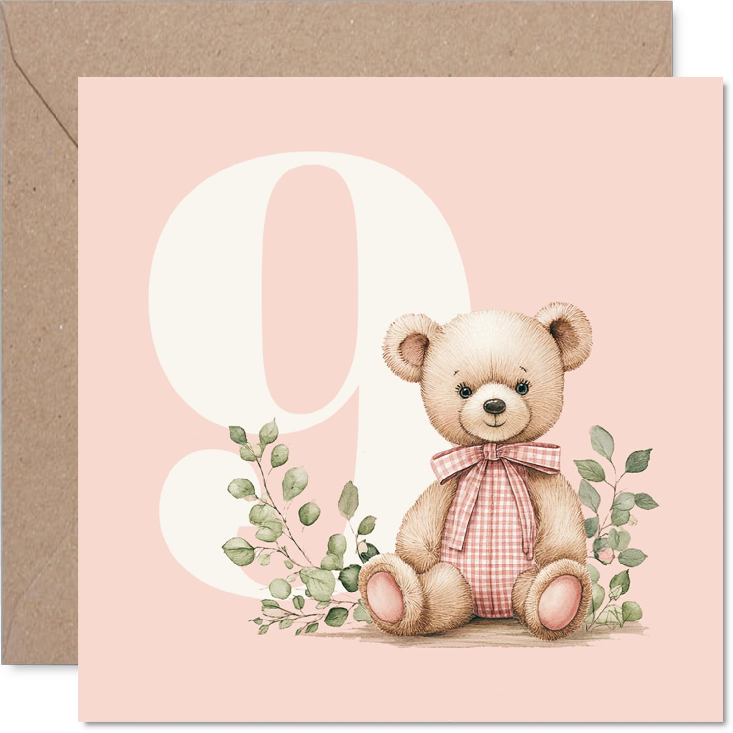 9th Birthday Cards for Girls - Number Bears - Happy Birthday Card for 9 Year Old Girl Sister Niece Daughter Step Daughter, 145mm Bday Greeting Cards
