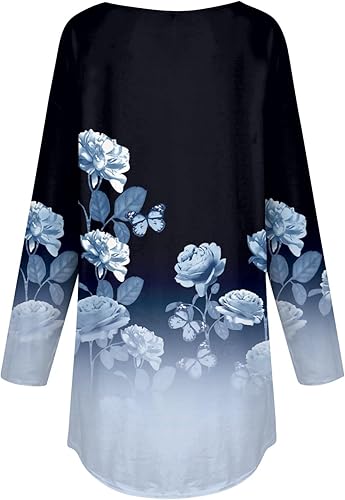 Miniatura 5 de Lindas camisetas para mujer, blusas de ejercicio de otoño, manga larga, cuello redondo, camisas casuales de invierno, étnicas y florales, sudaderas