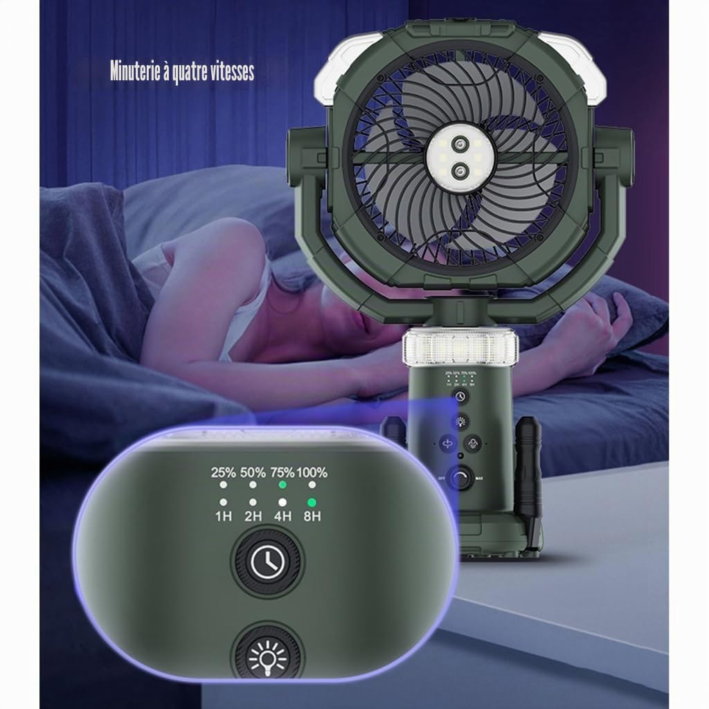 Ventilateur de sol portable à brume rechargeable à piles, hauteur réglable, oscillant, idéal pour le camping