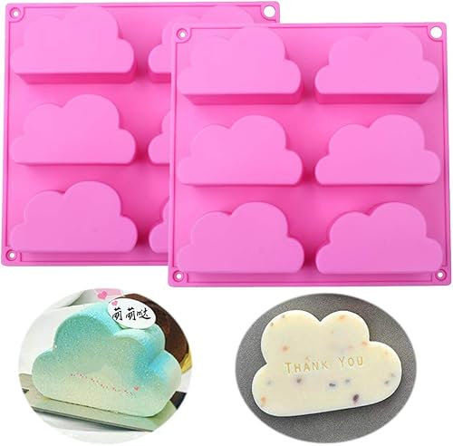 Fewo Paquete de 2 moldes de silicona para magdalenas de nube, moldes de silicona para gelatina, jabón, cera de crayón, molde de bomba de baño,
