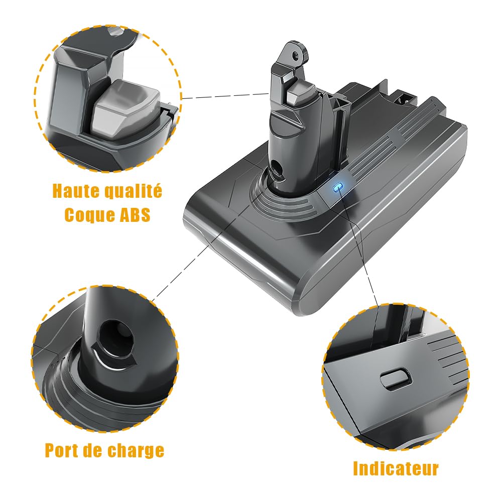 Batterie pour Dyson aspirateurs V6 DC62 DC58 DC59 DC61 DC74 SV03 SV05 SV06 SV07 SV09 SV04 SV08, STANEW Batterie de Remplacement pour Dyson avec 2 Filtres Li-ION 21.6v 4000mAh