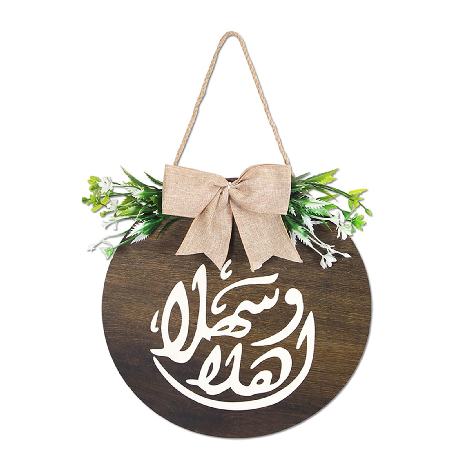 NVOQILIN Middle Eastern Festival Welcome Sign Wooden Door Sign Hanging Ornament for Entrance Door Living Room Bedroom Decoration Theme Party Decoration