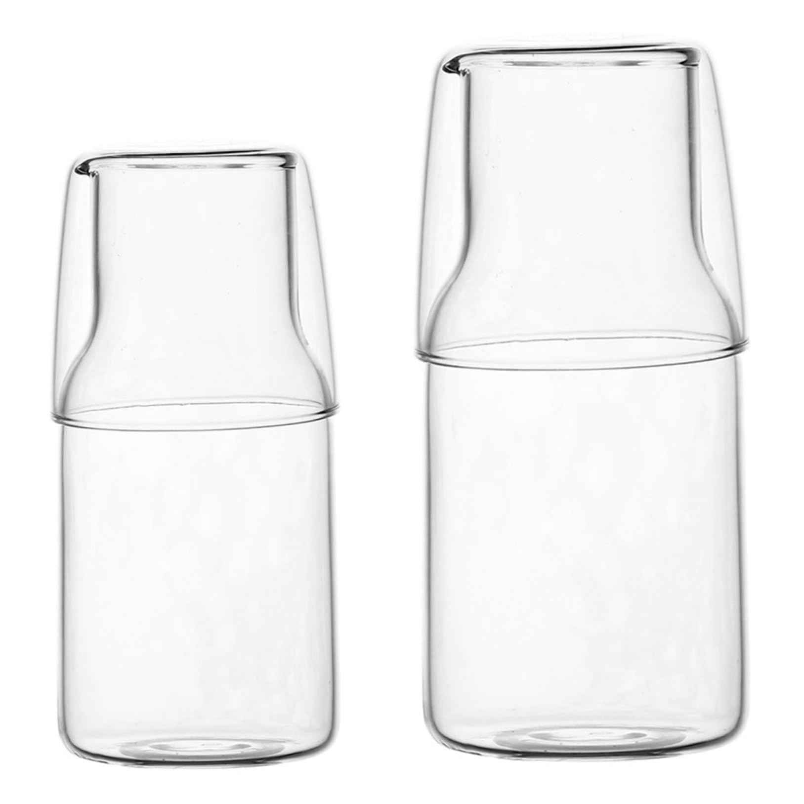 2 Stück Glaskaraffe und Wasserkaraffe aus Lebensmittelechtem Glas Transparenter Wasserkrug mit Großem Fassungsvermögen Elegante Nachttischkaraffe für Schlafzimmer und Wohnzimmer