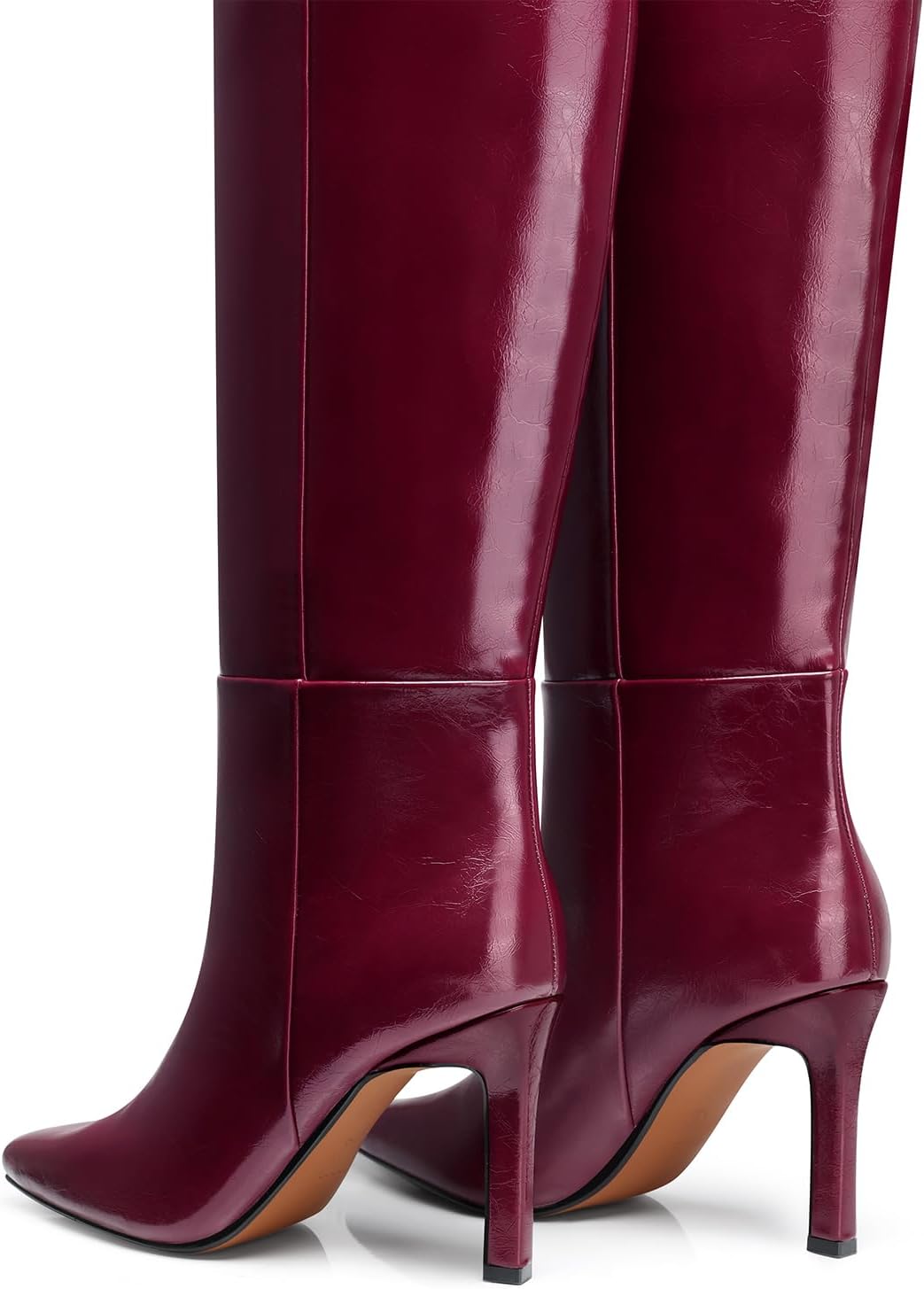 Womens Knee High Boots: Dressy Stiletto Heels Boots - Heeled Wide Calf Tall 2026 Booties Women - Red Leather Heel Boot Night Out Dancing Size 7.5 - Image 4