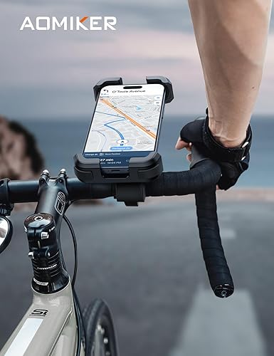 Miniatura 7 de Aomiker Soporte para teléfono de motocicleta para bicicleta, liberación rápida 2025, abrazadera para manillar, clip de teléfono para bicicleta para