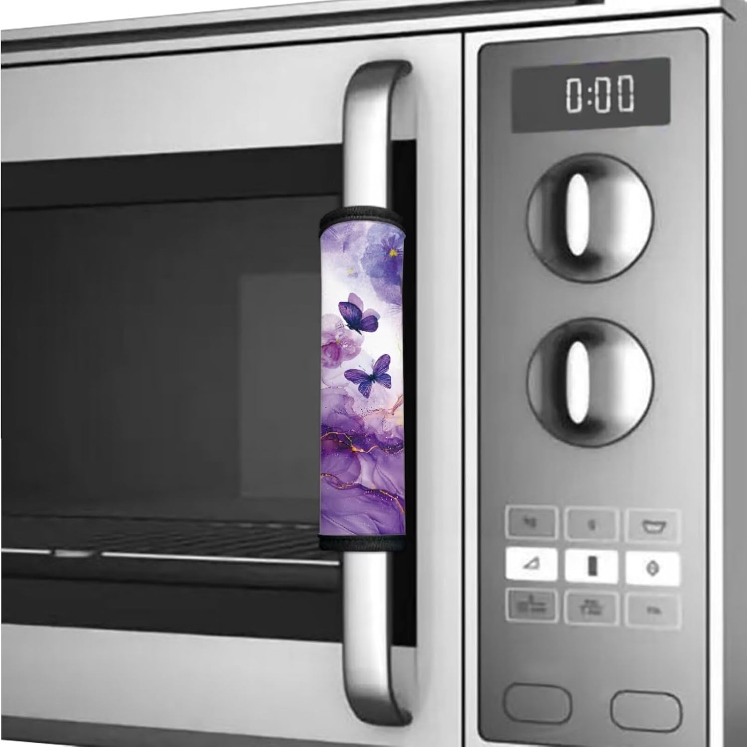 Marble Fridge Handle Covers Set of 6 Purple Butterfly Refrigerator Door Handle Covers Prorective Appliance Handle Covers Kitchen Appliance Decor Handles Protector Gloves for Fridge Oven