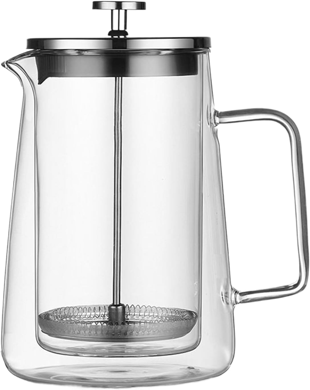 Glass Pressure Pot, Portable, Glass, Stainless Steel, Portable Tea Brewer, Travel Coffee Maker, Travel-Friendly, for Home, Office, Outdoor, Camping, Travel