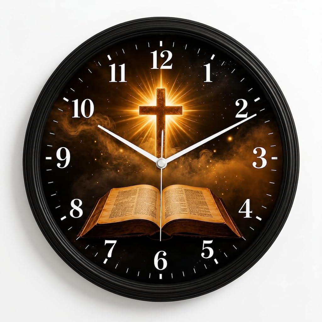 Classic Christian Cross Wall Clock for Home, Office, Bedroom,Kitchen (10 * 10 inch)-picture-44