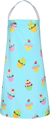 Violet Mist Divertidos delantales de cocina para mujer, diseño de cupcakes azules con dibujos animados, lindo delantal de comida para niñas, niños,