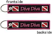 Vista 2 de Pinstant Dive Diva Diver Down Flag Buceo Llavero Anillo, Rojo