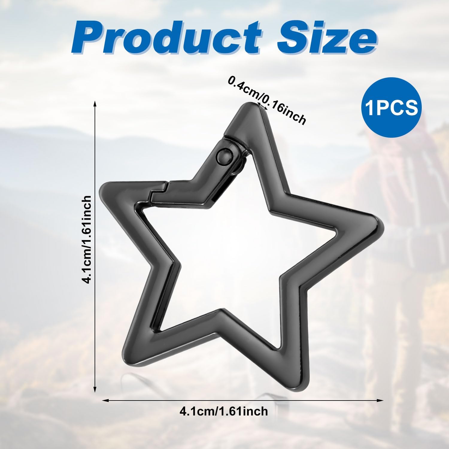 Star Shaped Carabiner, Metal Star Keychain Clip Pentagram Key Holder Zinc Alloy Snap Hooks Keyring Key Chain for Wallet Belt Camping Fishing Hiking Outdoor Accessories (Dark Gray) - Image 2