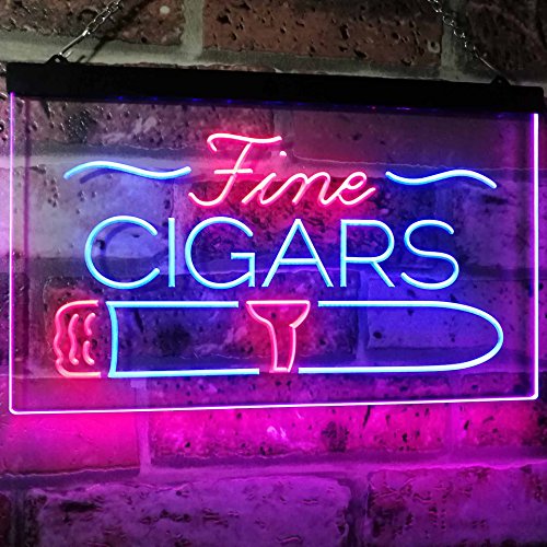 Advpro Fine Cigars Shop Smoking Room Man Cave Dual Color Led Neon Sign Blue & Red 12" X 8.5" St6S32-I2510-Br #TOP1