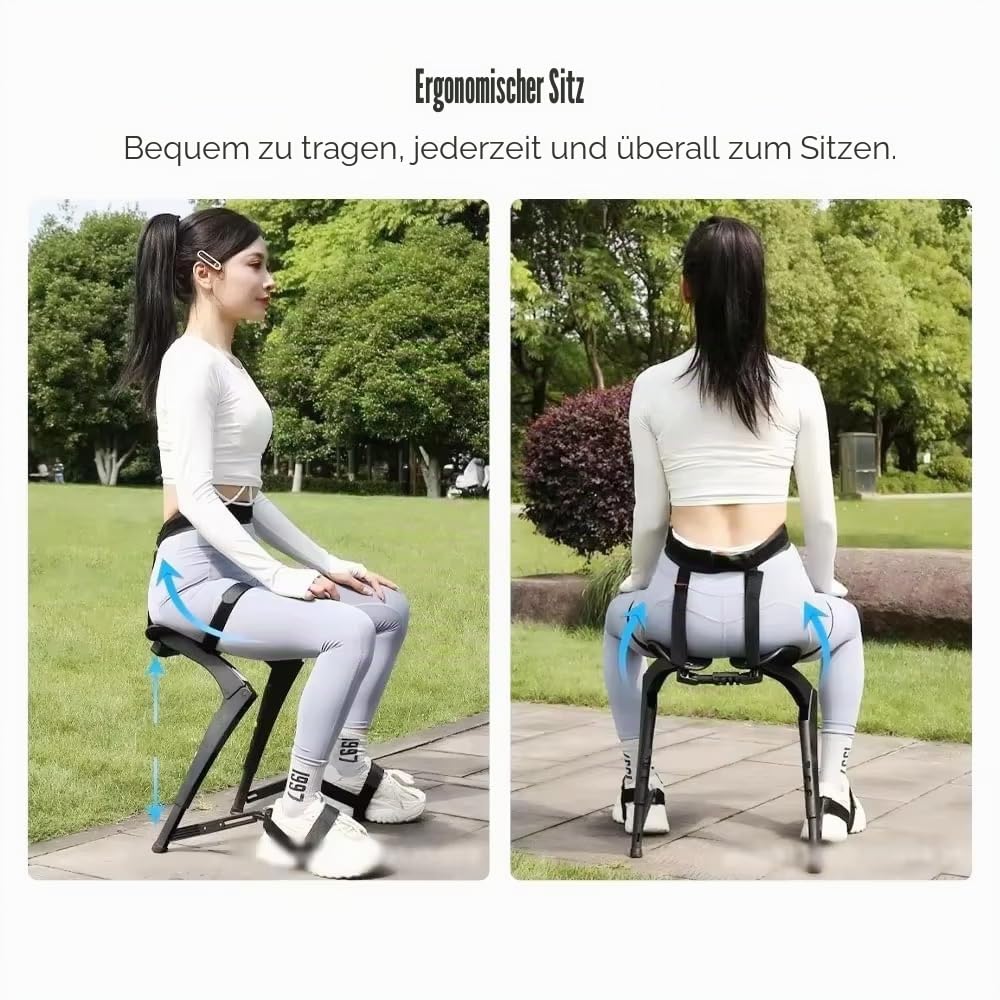 Tragbarer Unsichtbarer Stuhl Faltbarer Hocker Chairless 5 Gänge Verstellbar Verstellbarer Chair Exoskelett Schwebesitz Wearable Leg Ergonomics Lightweight Seat Für Angeln Konzert Subway (black)