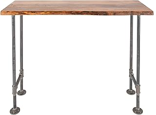 Restore by Pipe DÉCOR Live Edge Wood Console Table 48 in. x 16 in. x 34 in. Reclaimed Ponderosa Pine Wood in Sunset Cedar Stain with Industrial Pipe Legs