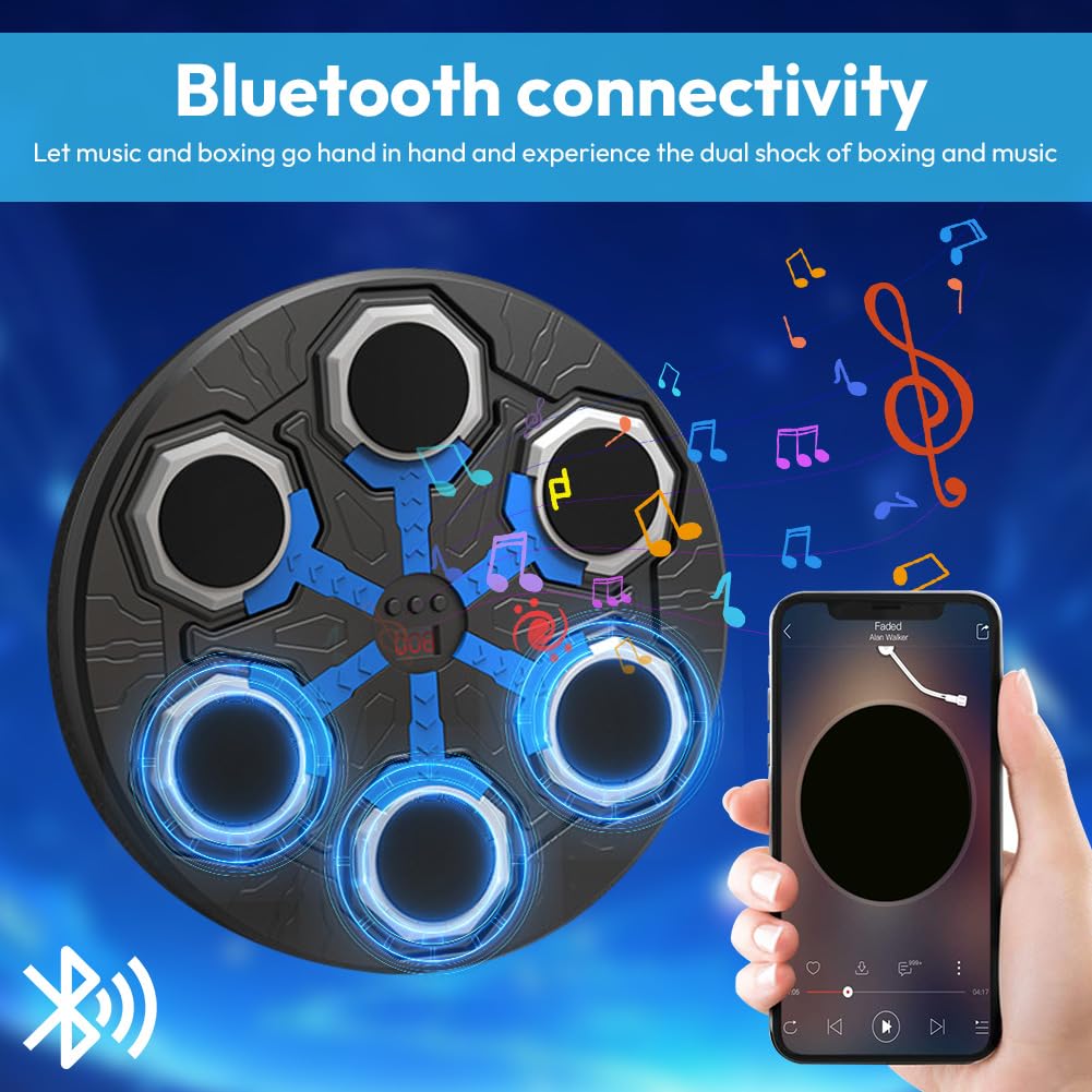 Machine de boxe musicale pour enfants, avec LED, Bluetooth, avec gants de boxe, appareils d'entraînement électroniques, vitesse réglable, mode comptage