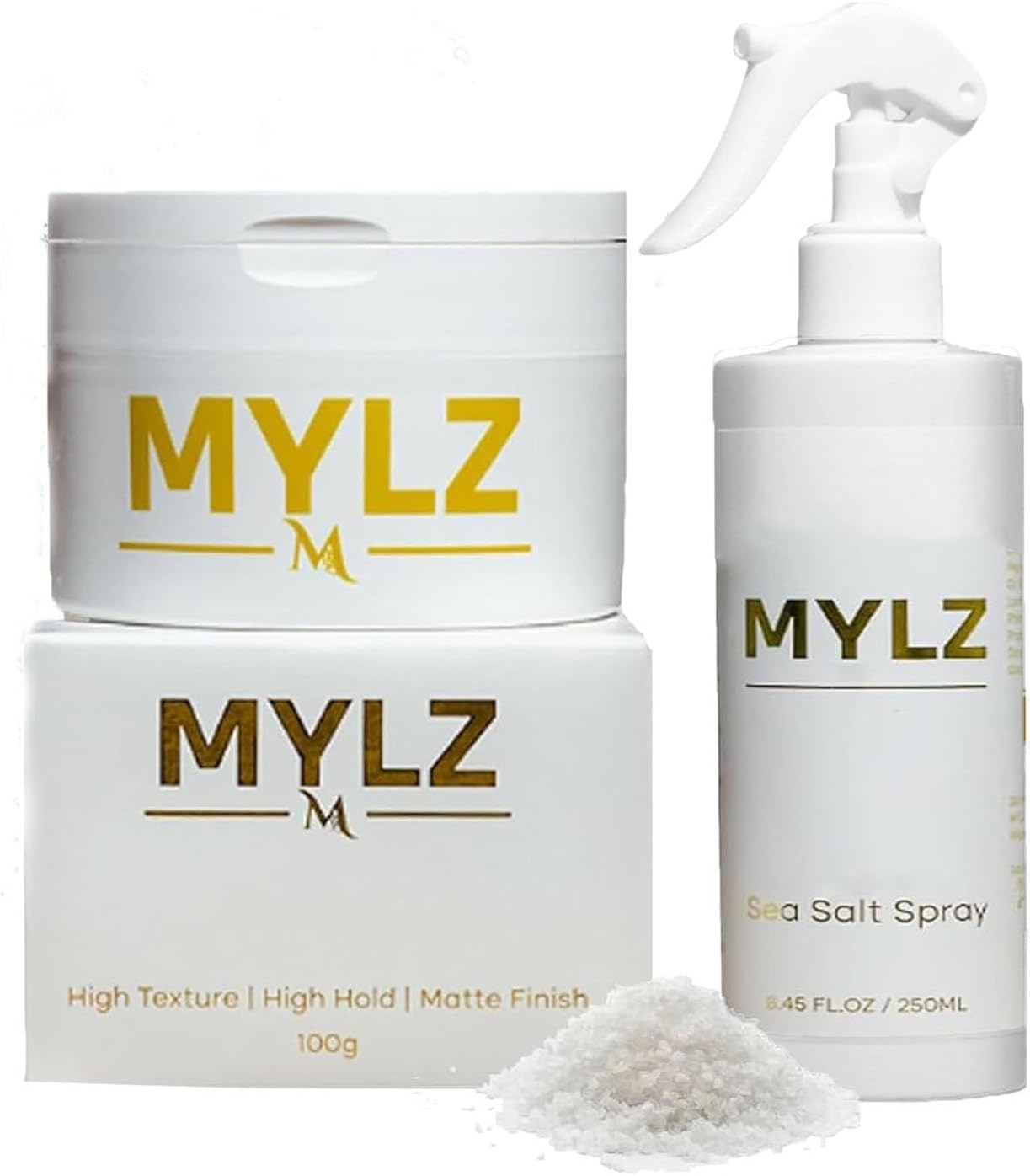 Mylz Sea Salt Spray,Mylz Texture Clay,Volume Hair Sprays for All Hair Types (Clay+Spray)