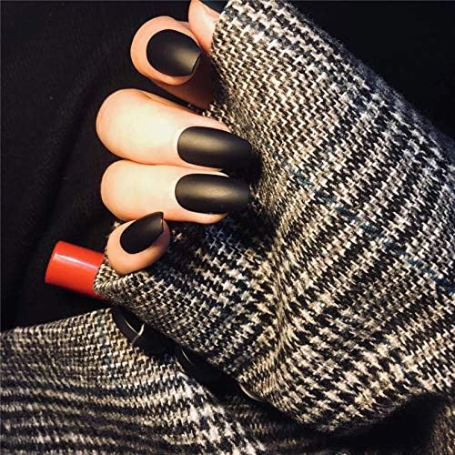 BLINGINBOX False Nails Gothic Full Cover Glossy Fake Nails Shape Nails Sharp Art Stiletto Nail for Women 24Pcs(Black)