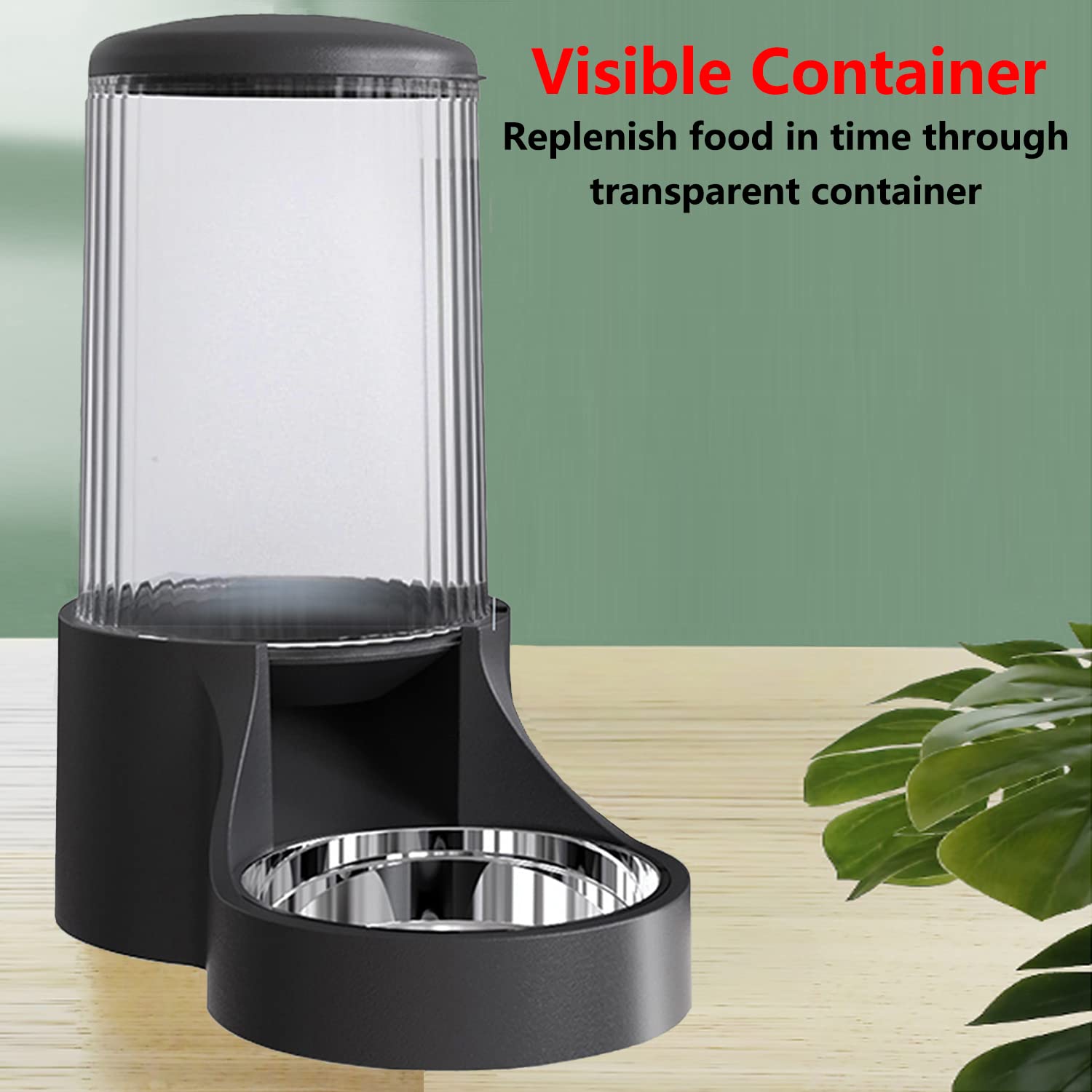 Mangiatoia automatica per gatti, 3,8 l, grande distributore automatico di cibo per gatti, con coperchio superiore staccabile, bottiglia visibile e ciotola in acciaio inox per gatti, cani e
