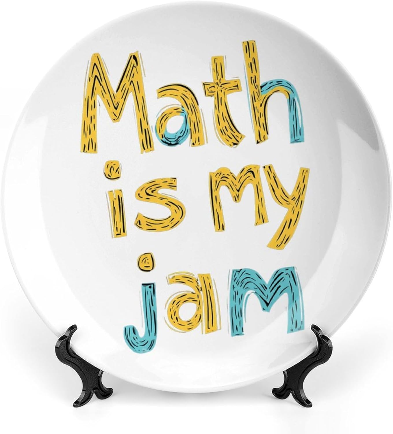 Math Is My Jam Decorative Plates for Display Ceramic Plate Tray with Stand Hanger Home Decor