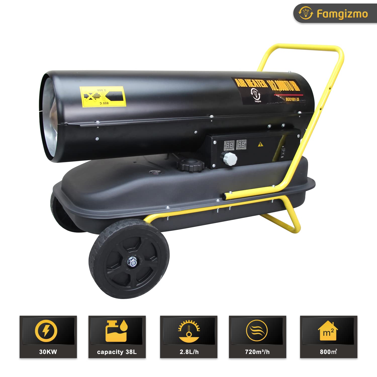 fam famgizmo Industrial Diesel Fan Space Heater Portable Wheeled