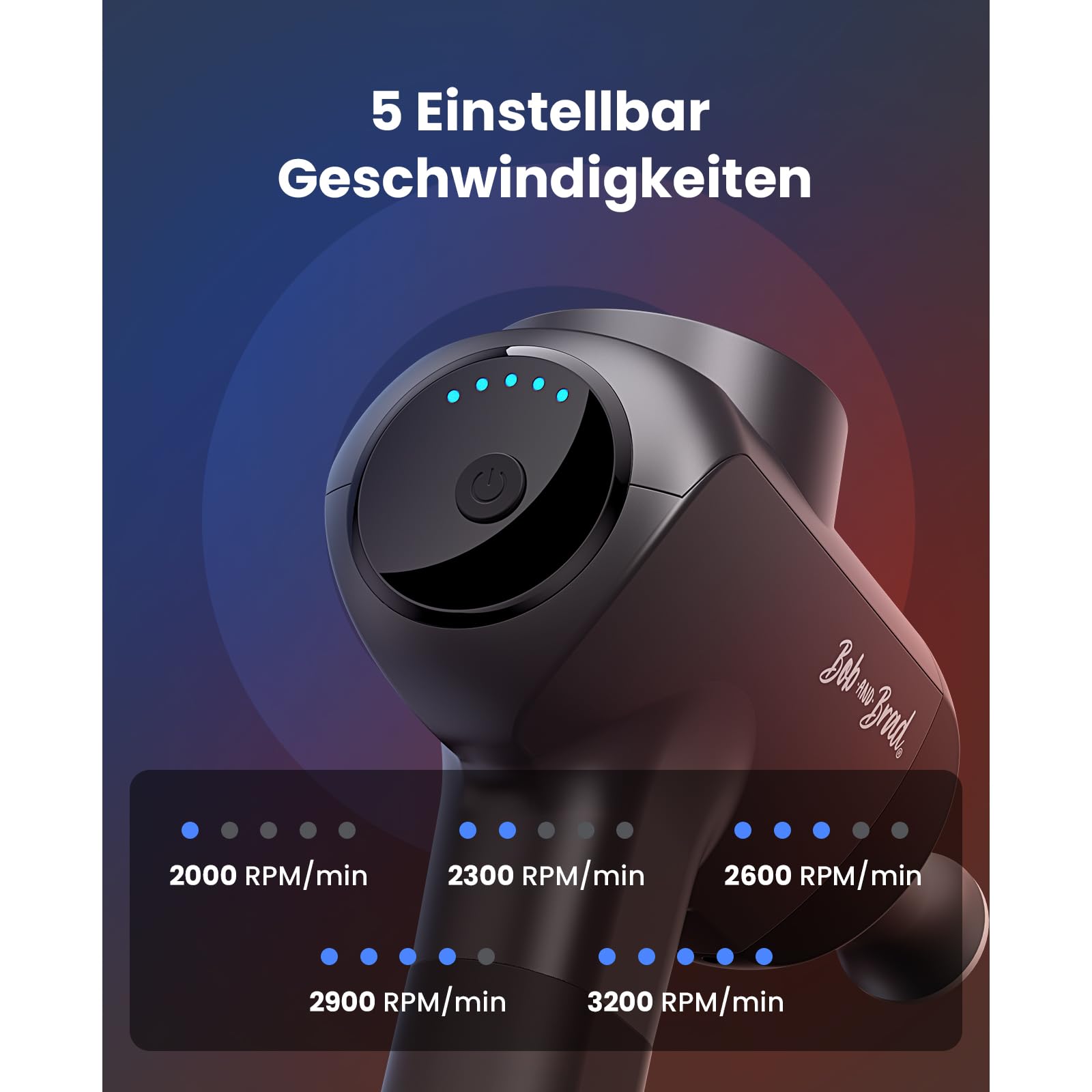 BOB AND BRAD X6 Ultra Massagepistole mit Infrarotlicht & Wärme - Profi Tiefengewebe-Muskelmassagegerät für Sportler, Exklusiver Titan-Kopf & 6 Aufsätze, Geschenk für Männer & Frauen