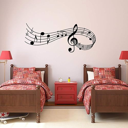 Miniatura 5 de Adhesivo calcomanía de pared con notas musicales y pentagrama, AUHOKY vinilo removible de bricolaje, mural artístico, papel tapiz, regalo de