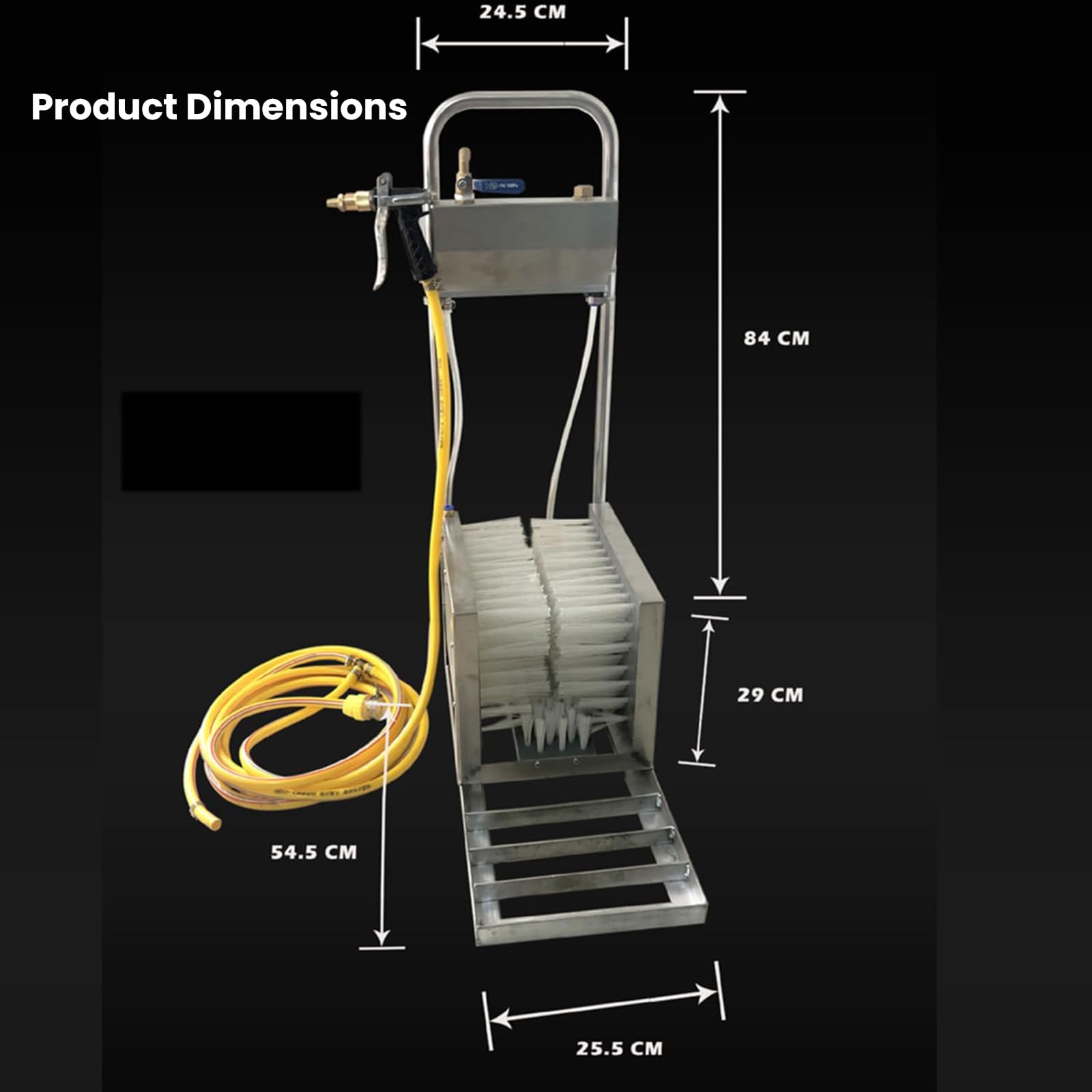 Limpiador automático de botas, cepillo de limpieza de zapatos de acero inoxidable con manguera de agua de 5 m y no necesita energía, interruptor de válvula doble, 15 salidas de agua para limpieza de