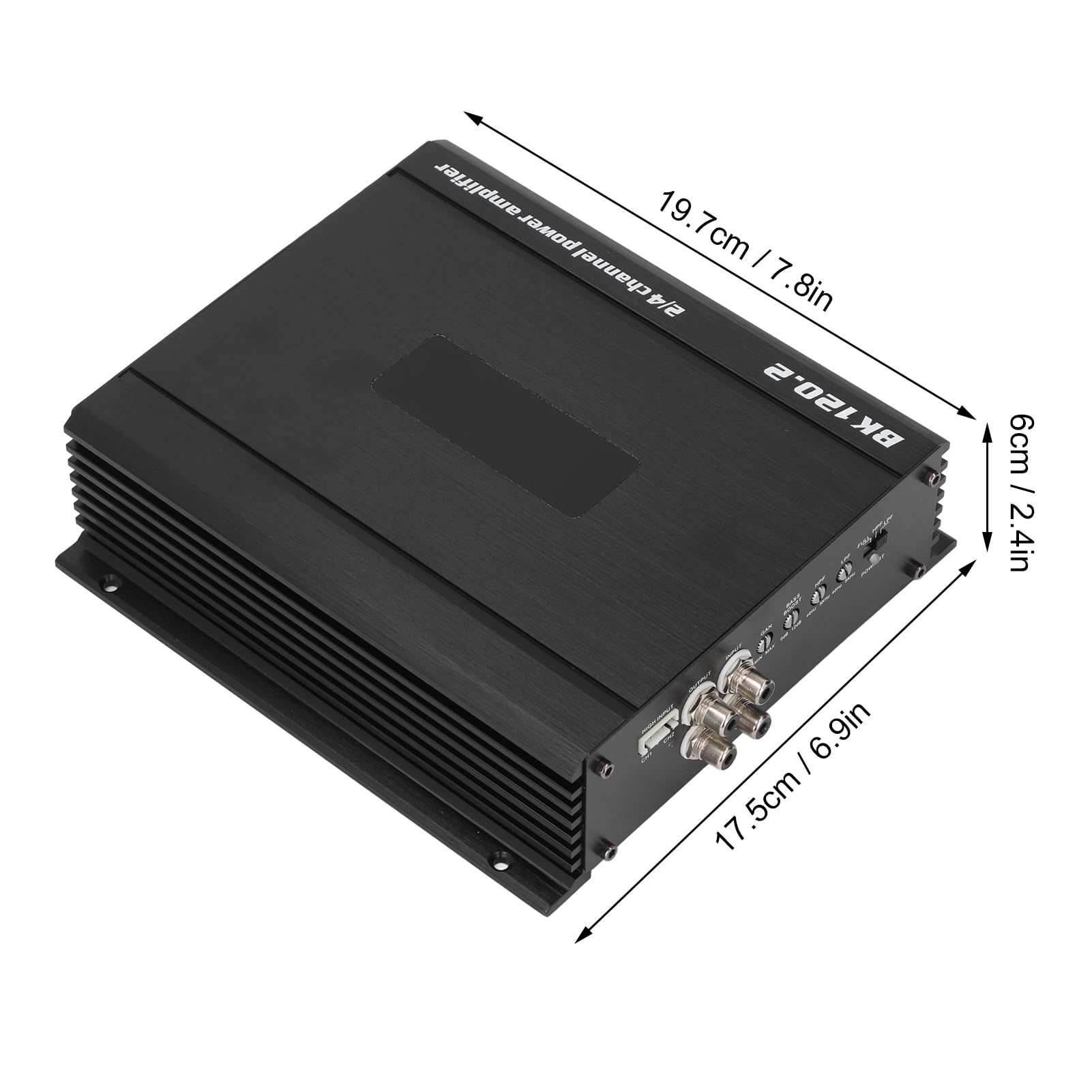 Amplificador de Coche de 2 Canales, de Sonido Boost para Vehículos, Camiones, Barcos, UTV, Motocicletas con Amplificador de Graves de Alta Potencia, Ideal para Subwoofers