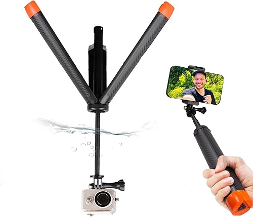 Mini trípode extensible para cámara, 4 en 1 para selfie stick trípode flotante para selfie stick o agarre con tornillo de 1/4 pulgadas para Action 5