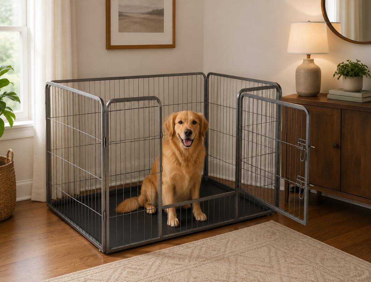 Doggy Style Heavy Duty Whelping Pen With Abs Tray Puppy Play Pen Puppies Cage Crate Cartes Cages Dog Training Playpen for Dogs and puppies (XL)