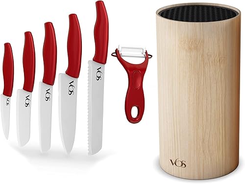 Vos Cuchillos universales de cocina y cuchillos de cocina de cerámica con pelador, cuchillo de pelar de cerámica 4", 5", 6", 7", 8" pulgadas rojo disponible en Yaxa Guatemala
