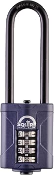 Squire Combination Padlock CP40/2.5 - Extra Long Steel Shackle - 4 Wheel Combination - Alloy Steel for Corrosion Resistance - Weatherproof Lock, Ideal for Gates & Garden Sheds Blue, 40 mm