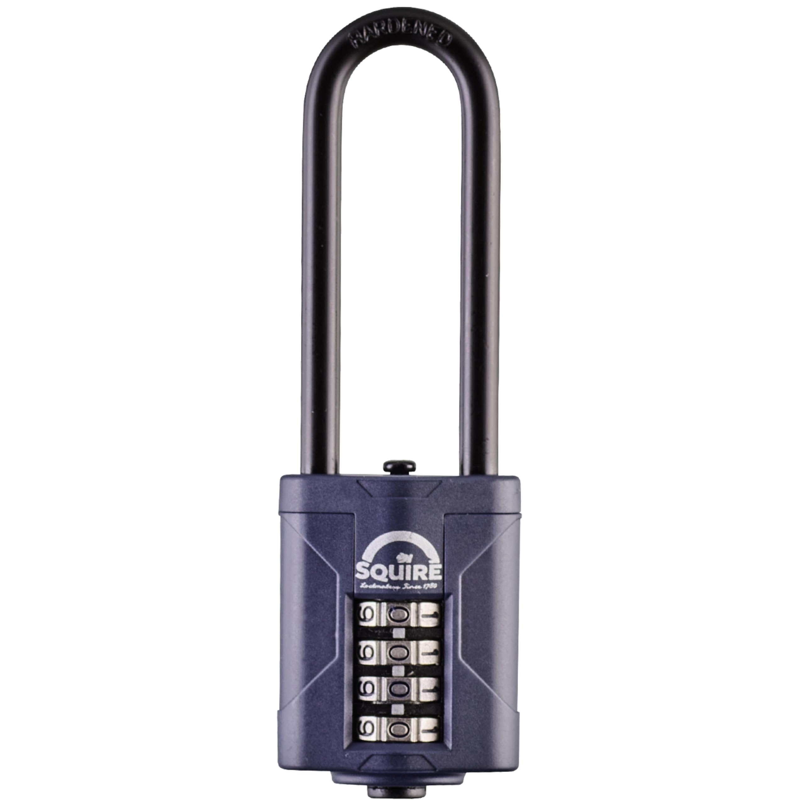 Squire Combination Padlock (CP40/2.5) - Extra Long Steel Shackle - 4 Wheel Combination - Alloy Steel for Corrosion Resistance - Weatherproof Lock, Ideal for Gates & Garden Sheds (Blue, 40 mm)