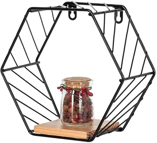 Miniatura 3 de YKWQ Wall Mounted Storage Hexagon Holder, Black Office Decor Shelving Unit Shelves for Storage Office Shelves Organizers and Storage Office Shelf
